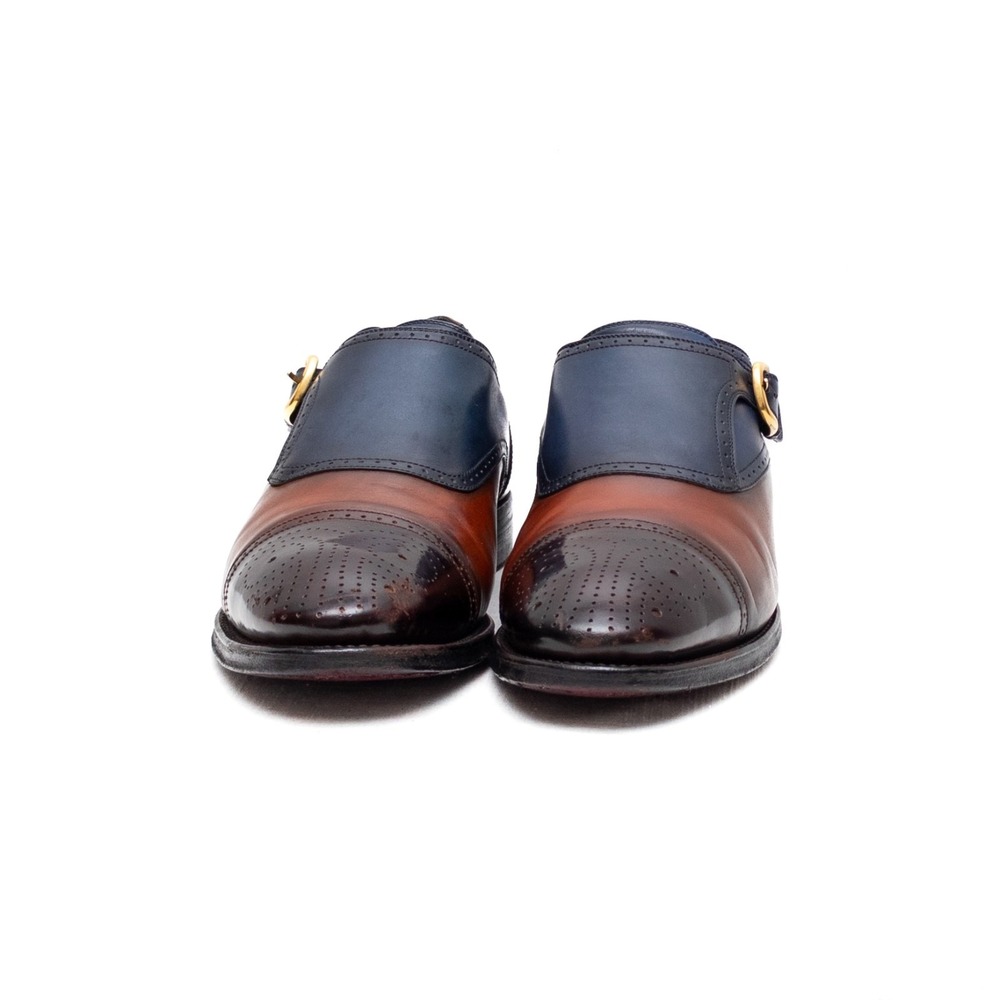 Gucci Men's 5 Tone Leather Monk Strap Brogue Cap Toe Dress Shoes UK 8.5 / US 9 - Picture 4 of 15